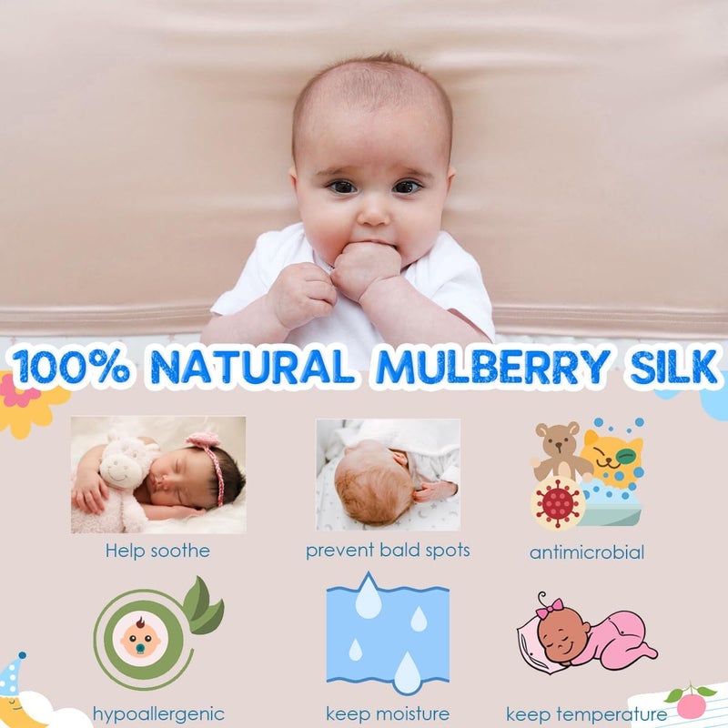 PROMEED 100% Mulberry Silk Bassinet Sleeve for Baby Bald Spots, Preminium 23 Momme Silk Bassinet Half Sheet for Baby Hair(Champagne) - Image 2
